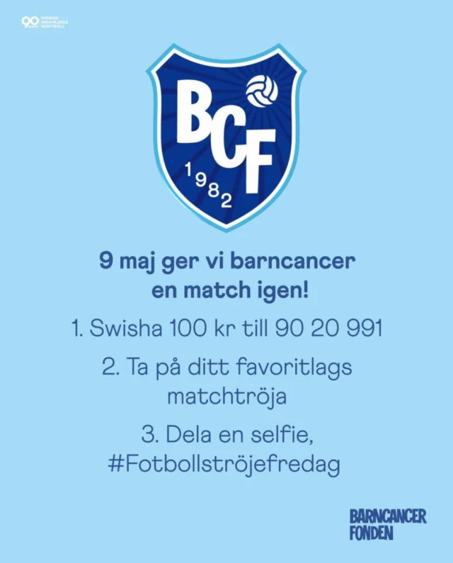Jo, vi kör detta i år igen! #fotbollströjefredag @barncancerfonden